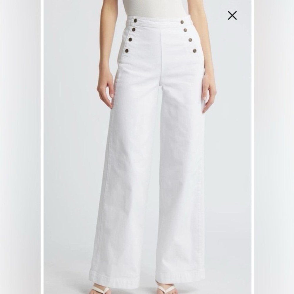 NWOT  FRAME Denim Women's Sailor High Waisted Wide Leg Jeans in White Size 27